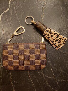 Daisy Rose Coin Purse Card/Key Holder with Clasp & Upcycled Luxury Keychain
